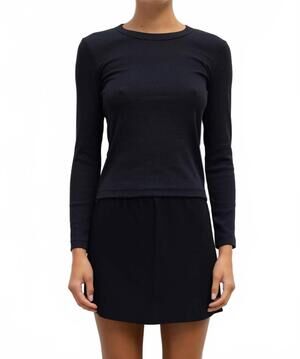 NEW LESET kelly slim fit long sleeve top in black